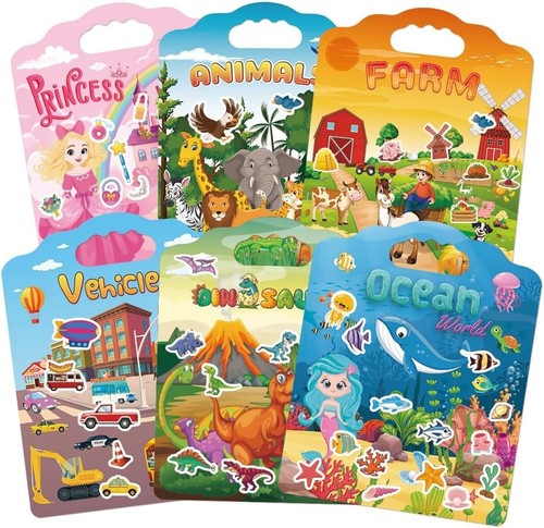 6set reusable sticker books - reusable,